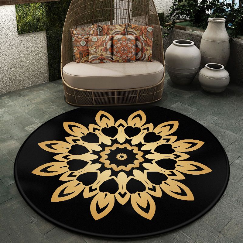 Moroccan Symmetric Patterned Rug Multi Color Polyester Carpet Machine Washable Non-Slip Pet Friendly Rug for Living Room