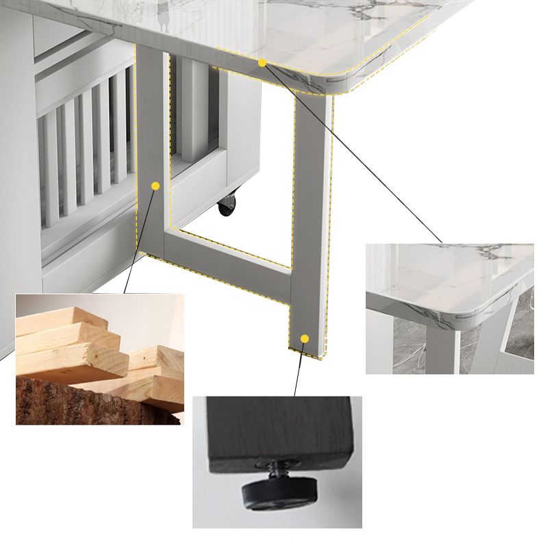 Forma rectangular de 59 pulgadas Mesa de comedor moderna de mediados de siglo Tono blanco