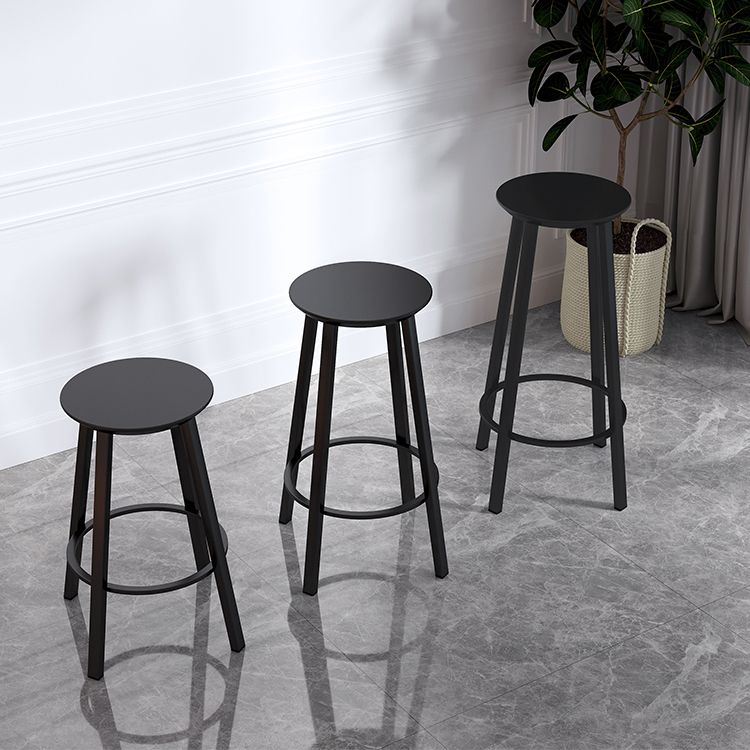 Contemporary Footrest Backless Barstool Matte Finish Iron Stool