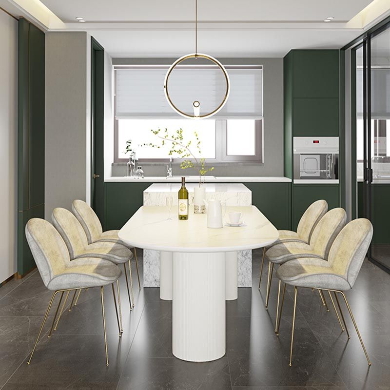 Stone Top Dining Table Traditional Luxury Dining Table with 3 Legs