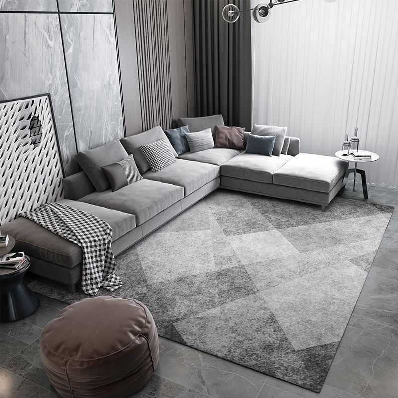 Black Modern Rug Polyester Graphic Area Rug Stain Resistant Rug for Home Decor