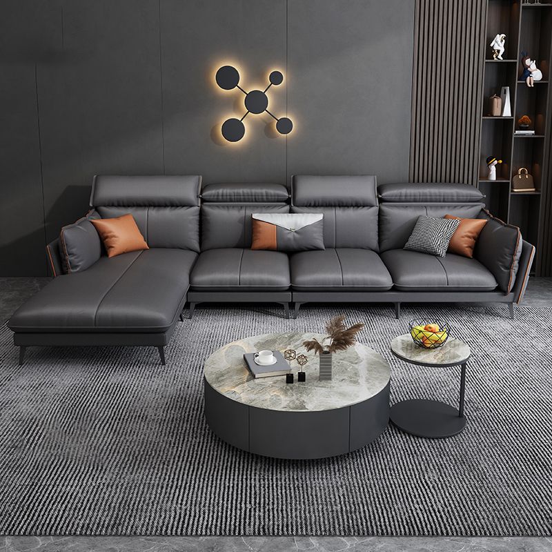 Modern Pillow Top Arm Sectional Sofa 37.8"High Fabric Cushion Back Sofa