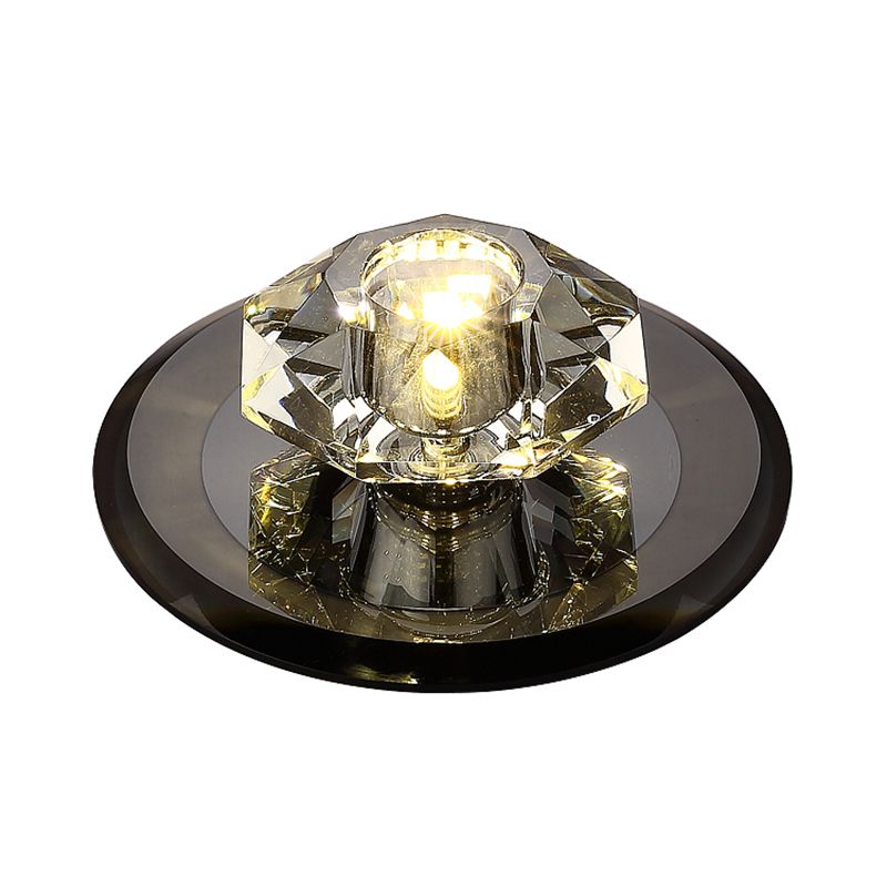 Cristal de cristal Beveled Mini Flush Light Style Moderne Flush Ceiling Light Fixture pour Hallway