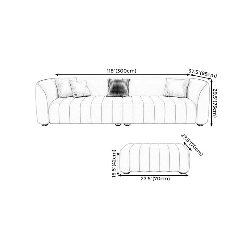 Beige Faux Leather Straight Arm Sofa/Sectional with Stain-Resistant and Wear-Resisting