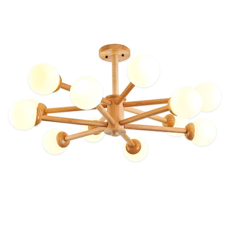 Globe Chandelier Light Fixtures Modern Multi-Head Beige Chandelier Pendant Lamp with Glass Shade