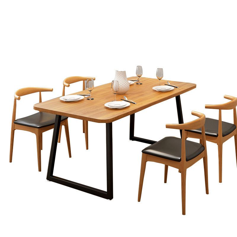 Industrial Rectangle Dining Table Wooden Table with Metal Legs for Kitchen