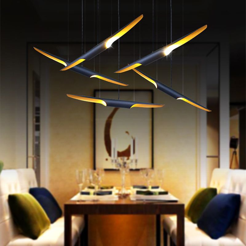 Industrial Pendant Light Linear Shape Island Lamp with Metal Shade for Living Room