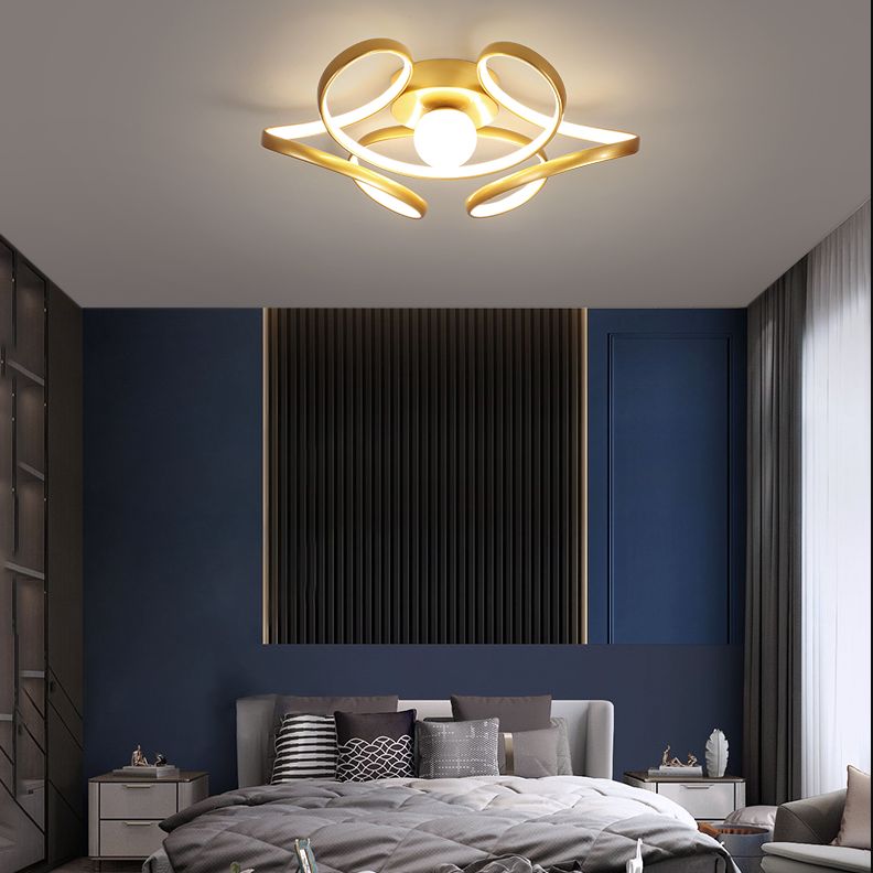 Metal Twist Flush Mount Ceiling Light Minimalist LED Flush Mount Fixture with Ball Acrylic Shade