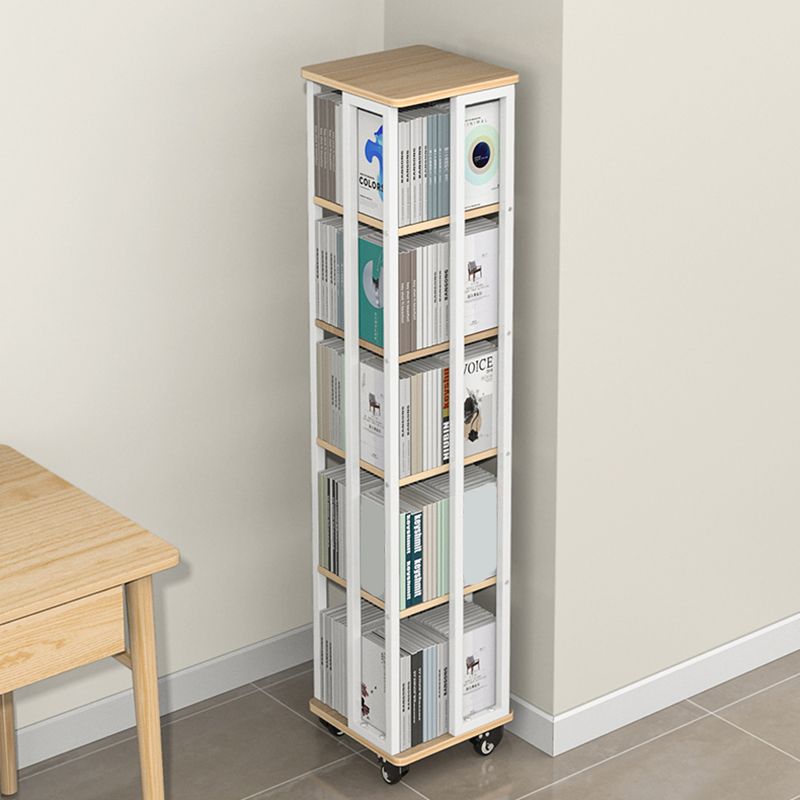 Contemporary Standard Shelf Metal Shelf Bookcase with Casters