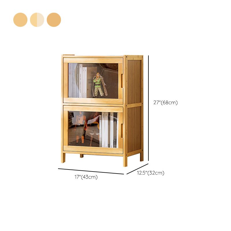 Contemporary Rectangle Storage Cabinet Natural Finish Accent Cabinet with Doors