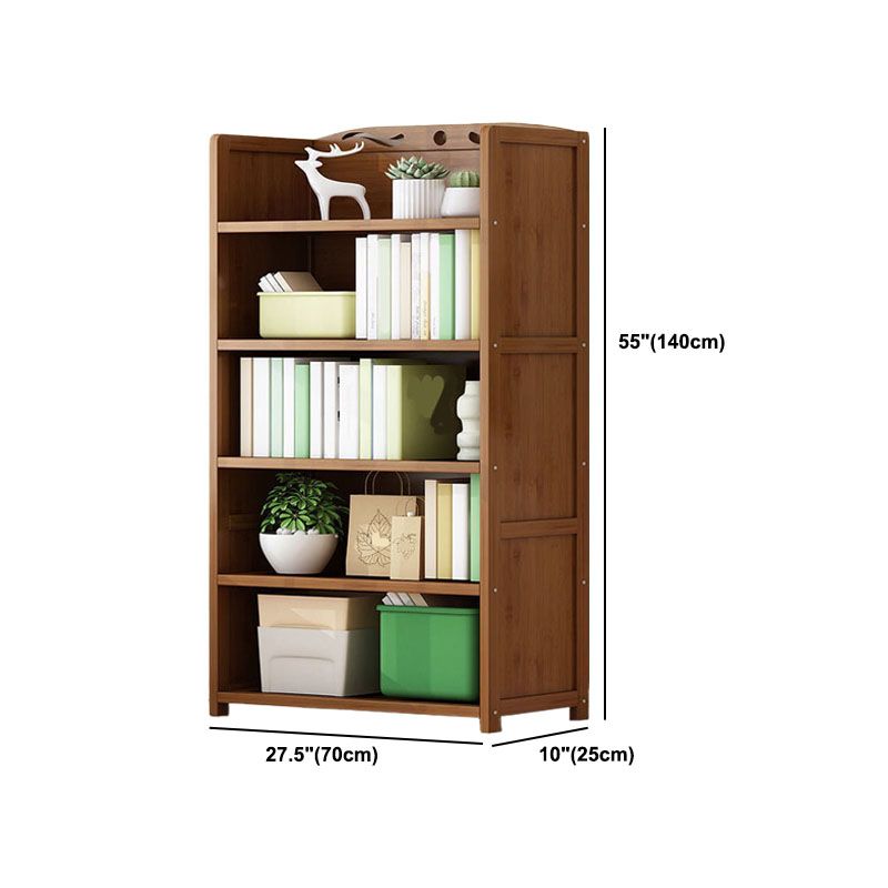 Contemporary Floor Closed Back Bookshelf Bamboo Home Shelf Bookcase
