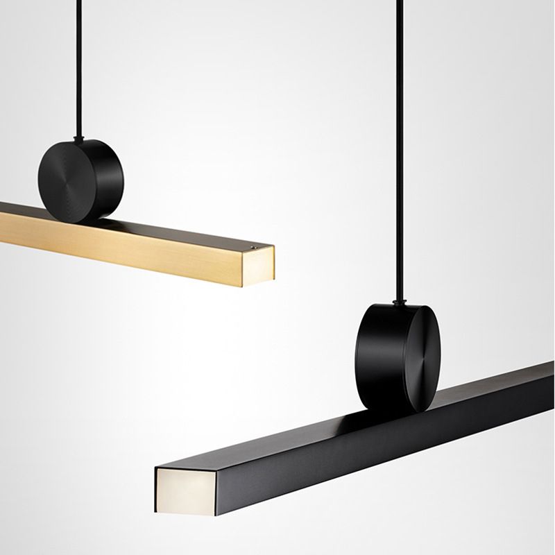 Contemporary Linear Shape Pendant Light with Plastic Shade for Living Room