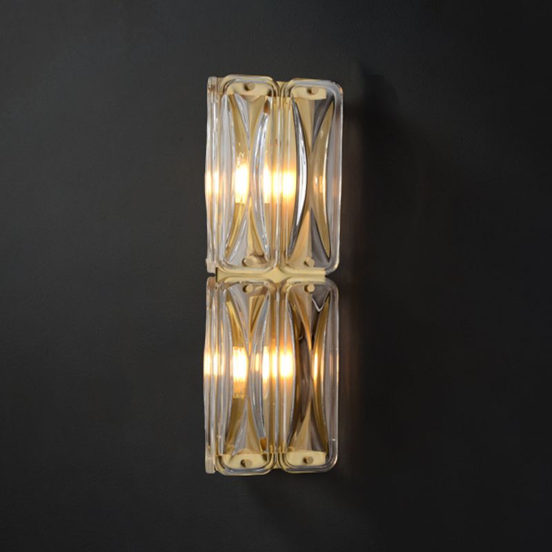 Modern Wall Sconce Metal Geometric Shape Wall Light with Glass Shade for Bedroom
