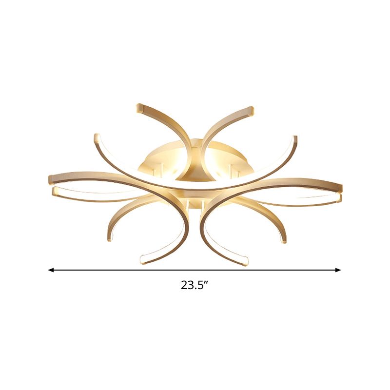 23.5"/31.5" W Curved Close to Ceiling Lamp Modern Acrylic LED White Semi Flush Mount Lighting in Warm/White Light