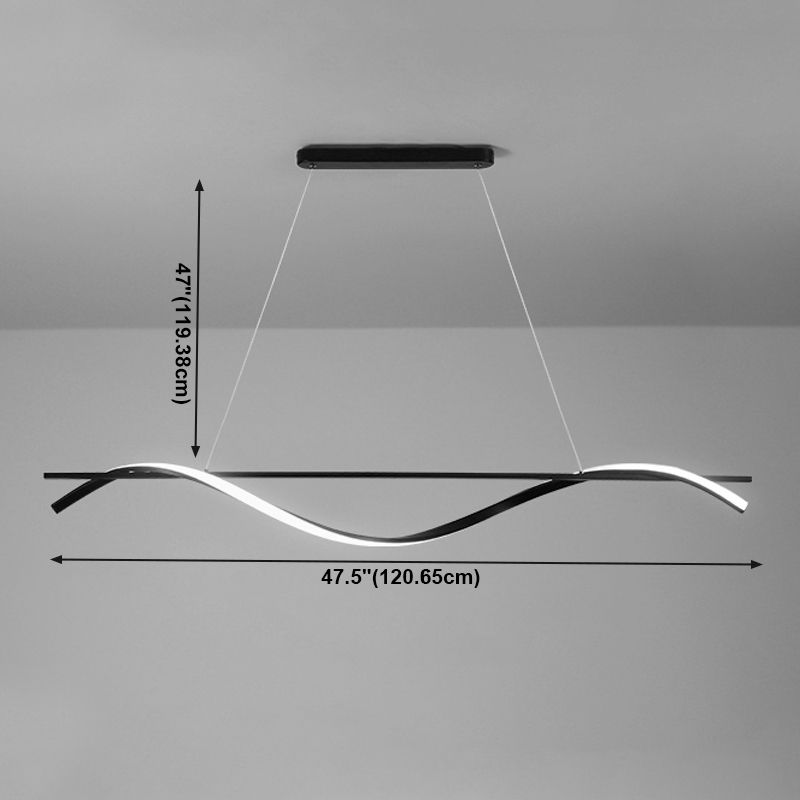 1 Light Linear Island Lights Contemporary Metal Island Chandelier with Acrylic Shade