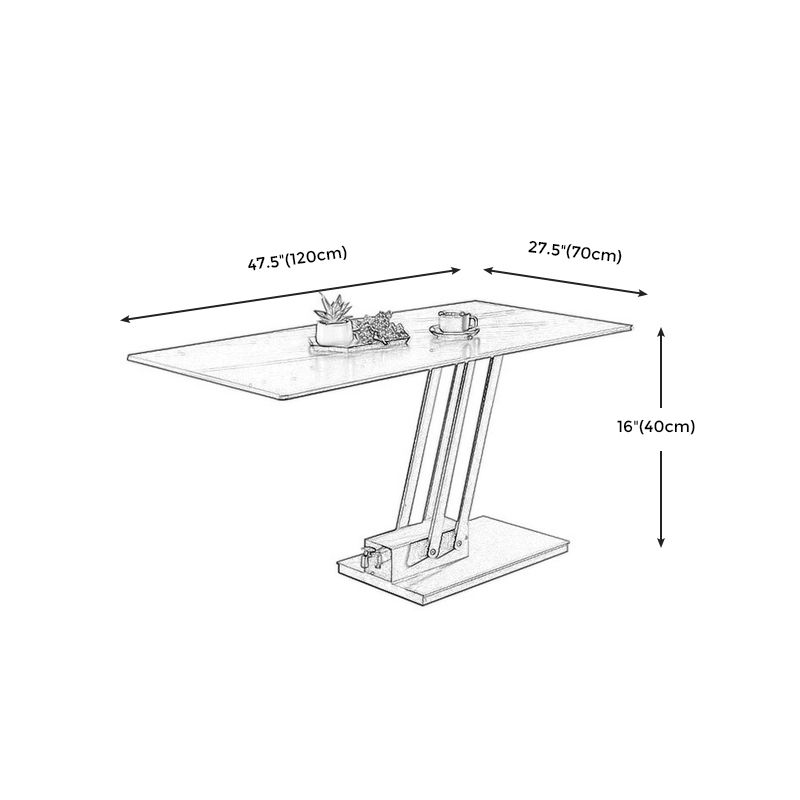 Modern Solid Color Metal Single Foot Base Slate Square Coffee Table