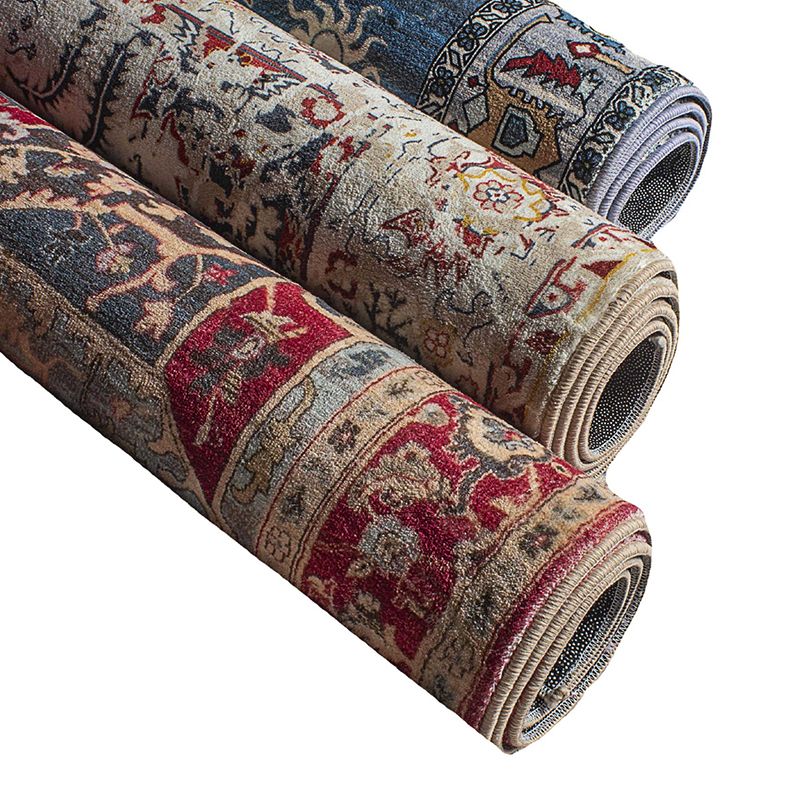 Green Tone Moroccan Area Carpet Polyester Moroccan Print Indoor Rug Easy Care Carpet for Living Room