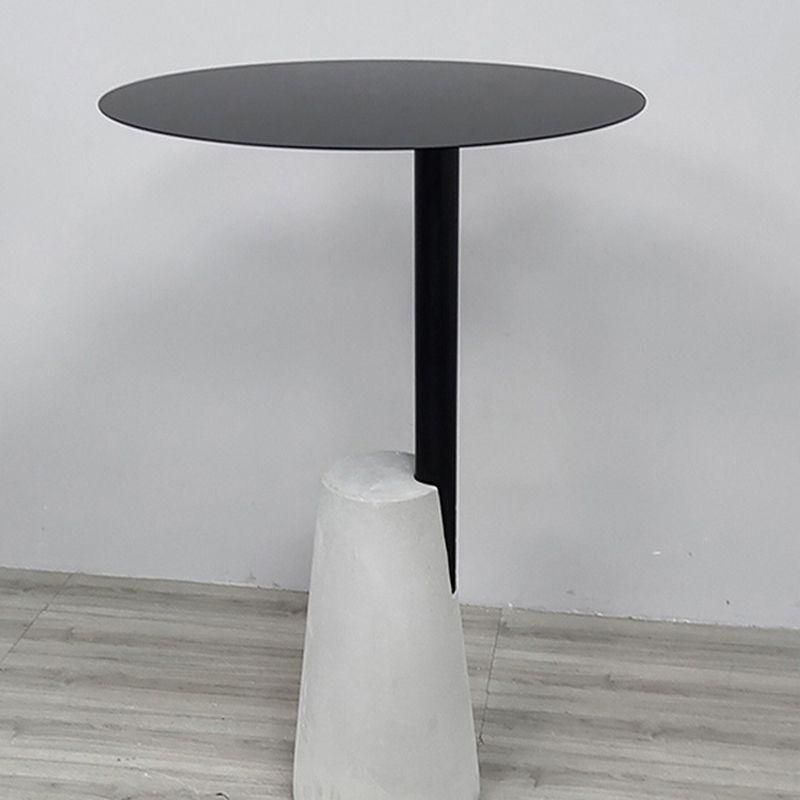 Concrete Side Table Modern Pedestal Round End Table for Living Room