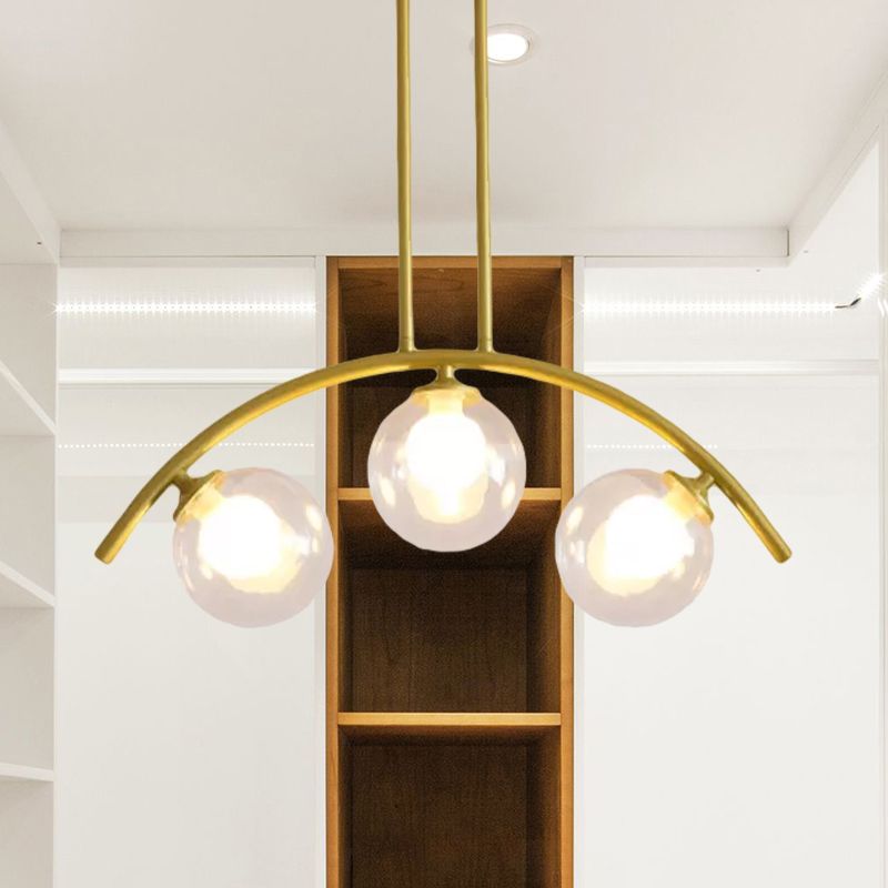 Pendente dell'isola postmoderno 3/5/7 light con luce piena di soffitto curvy in oro per ombra chiara/bianca per cucina