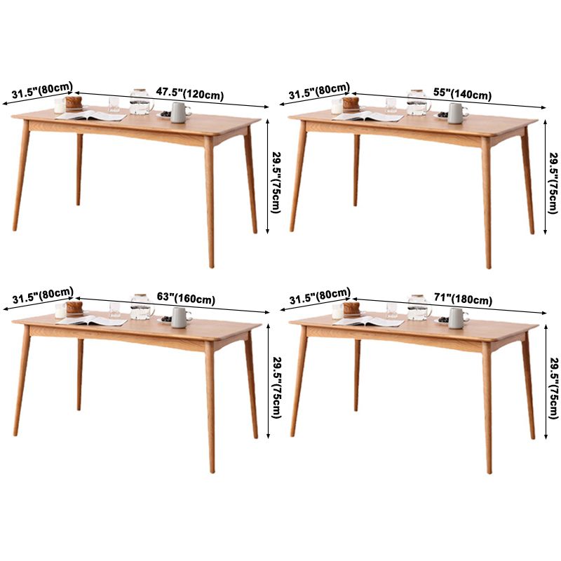 Solid Wood Modern Dining Table Brown Rectangle Table with 4 Legs for Home Use