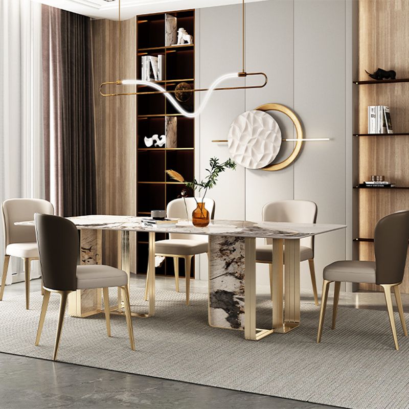 Luxurious Sintered Stone Top Dining Set Rectangle 1/3/4/5/6 Pieces Dining Room Table Set