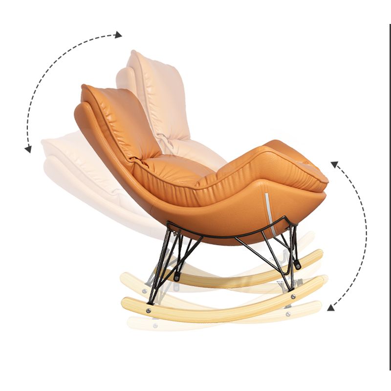 Modern Rocker Upholstered Tufted Cushions Wingback Glider with Dark Leg