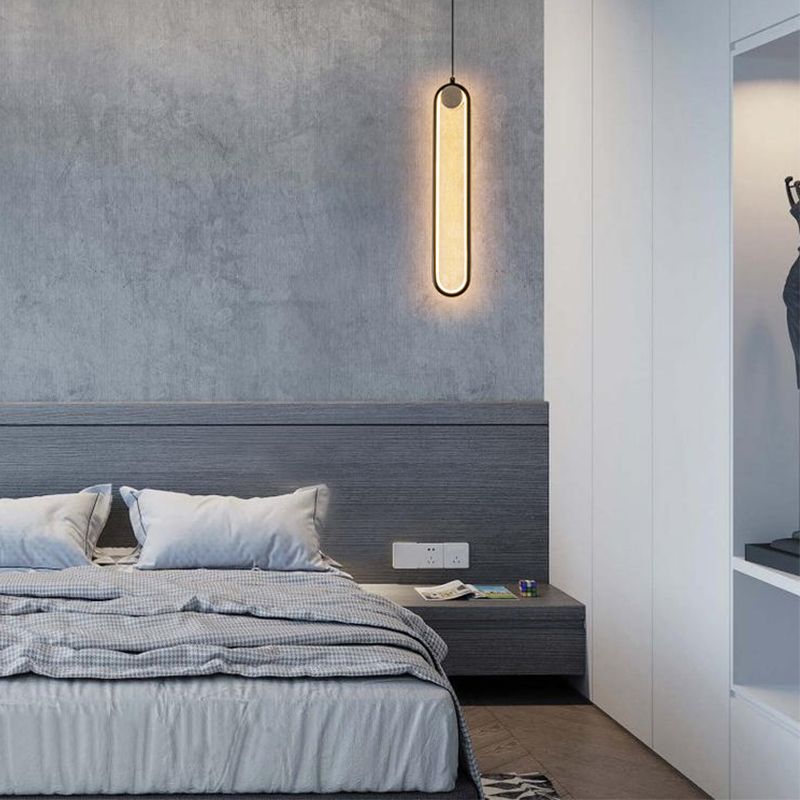 Luces colgantes minimalistas de metal Estilo moderno Lámpara colgante lineal de 1 luce para dormitorio