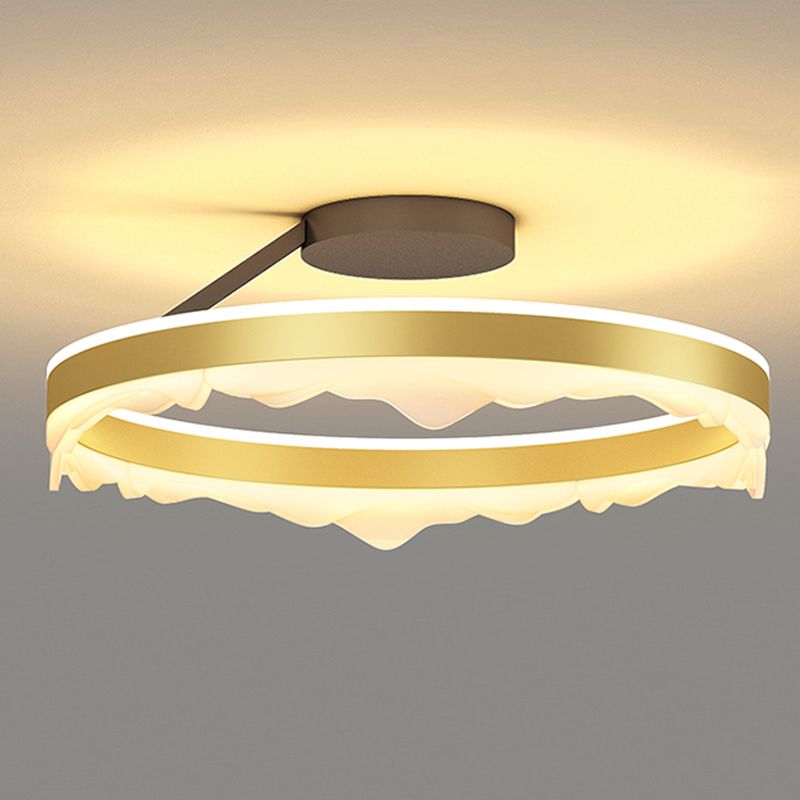 Contemporary Circle Flush Light Fixture Metal 1 Light Flushmount Lighting