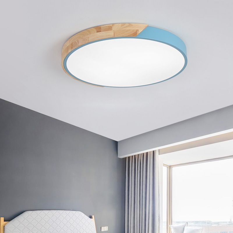 Plafonnier de forme ronde moderne macaron fer 1 lumière encastré pour étude de chambre