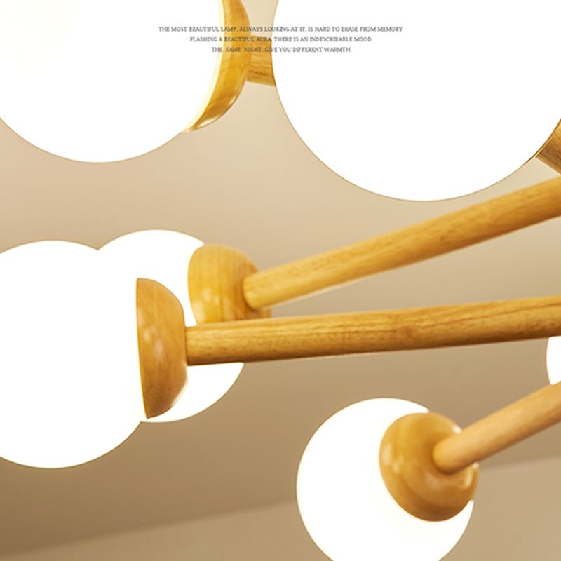 Globe Chandelier Light Fixtures Modern Multi-Head Beige Chandelier Pendant Lamp with Glass Shade