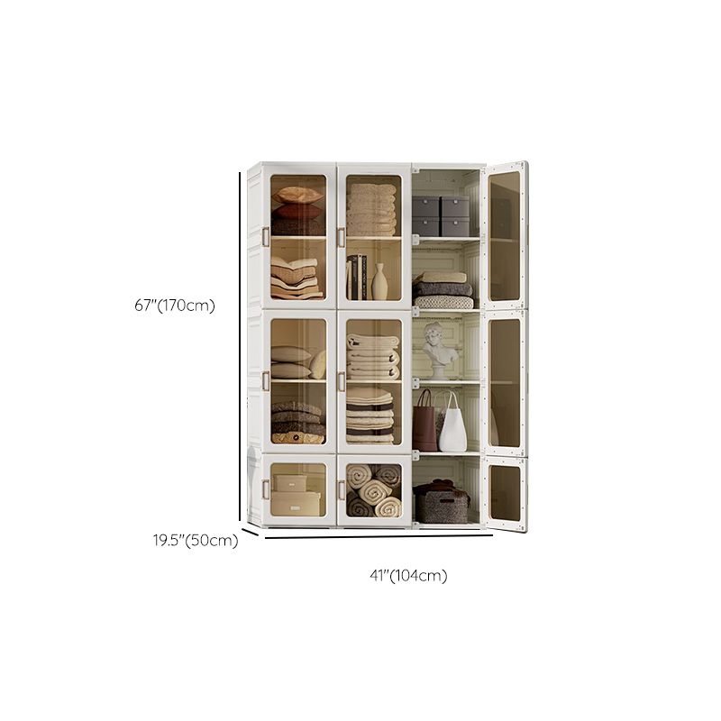 Modern Folding Plastic Wardrobe Freestanding Wardrobe with Shelves
