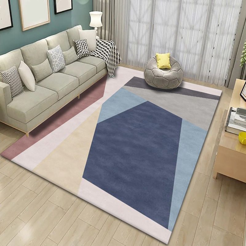Grey Modern Rug Polyester Hexagon Rug Washable Rug for Drawing Room