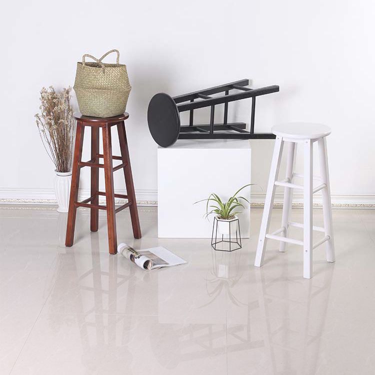 Modern Armless Backless Counter Stool Wood Cashier Bar Stool with Wooden Seat