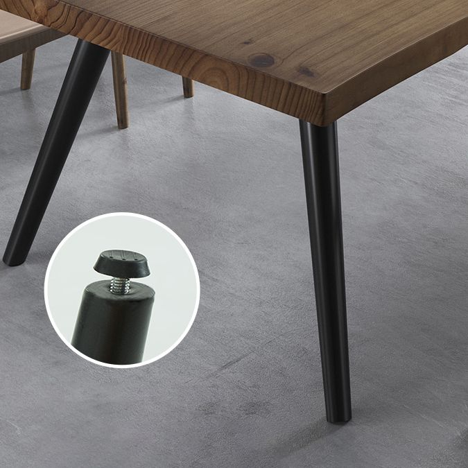 Rectángulo 4 patas Mesa de comedor industrial Mada de madera maciza Mesa de comedor fija