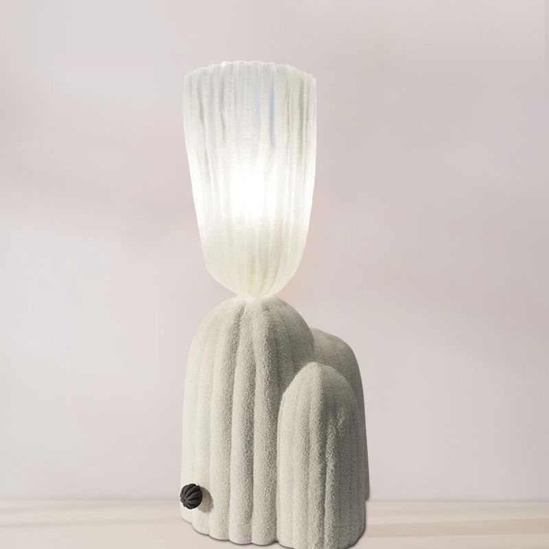 Lampada da comodino Cactus bianco/verde Lampada da lettura a LED in vetro trasparente nordico con base in resina