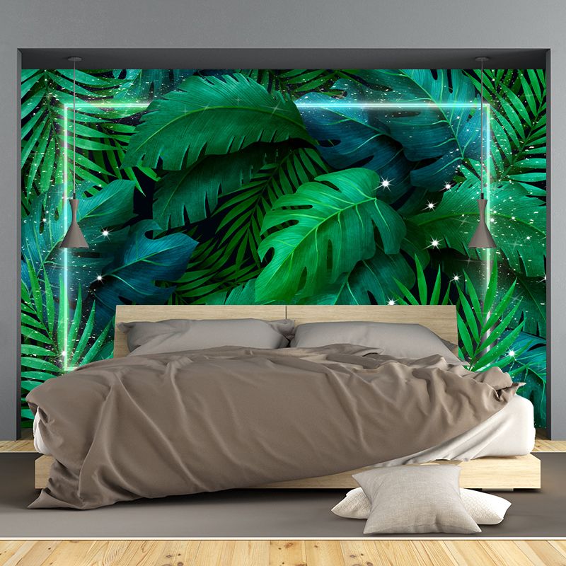 Attractive Wall Mural Tropical Plant Leaf Print Sitting Room Wall Mural