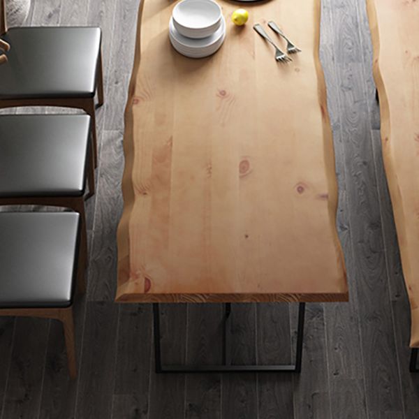 Brown Solid Wood Dining Table Industrial Table with Metal Frame