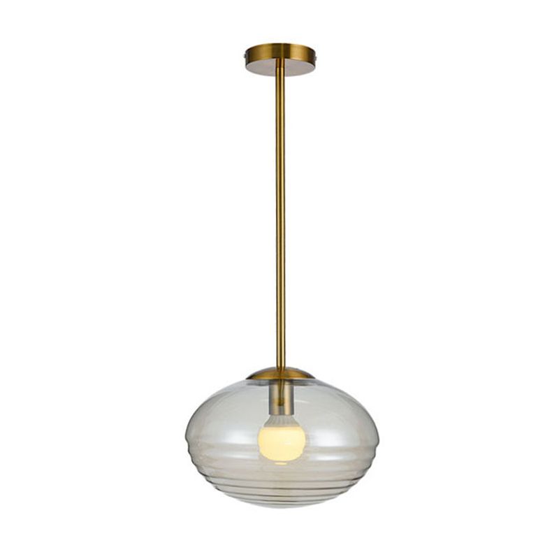 PRISM Clear Glass Ovalo Carril Luz de techo Postmoderno 1 Cabeza Gold Lámpara colgante
