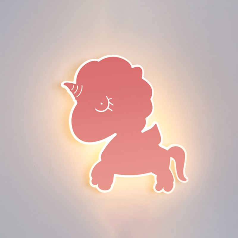 Eenhoorn muur gemonteerd verlichtingsarmatuur cartoon ijzer roze/blauw/witte LED -spoelbevestiging sconce voor kinderdagverblijf