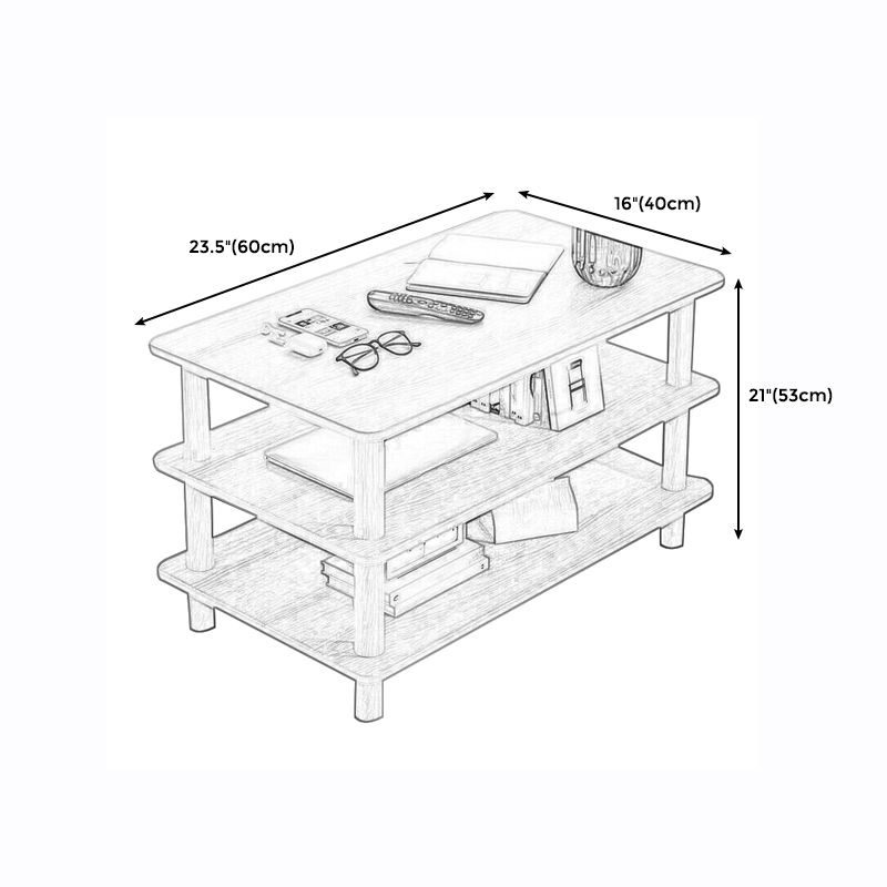 Scandinavian Wood End Table 4 Legs Sofa Side End Table with Shelf