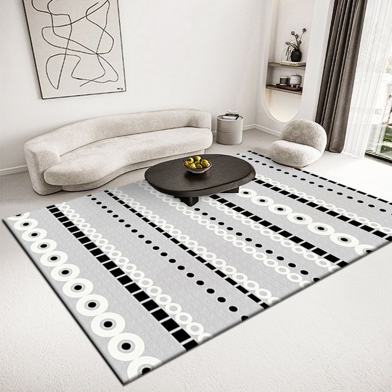 Grey Americana Pattern Rug Bohemian Polyester Area Carpet Non-Slip Backing Rug for Living Room