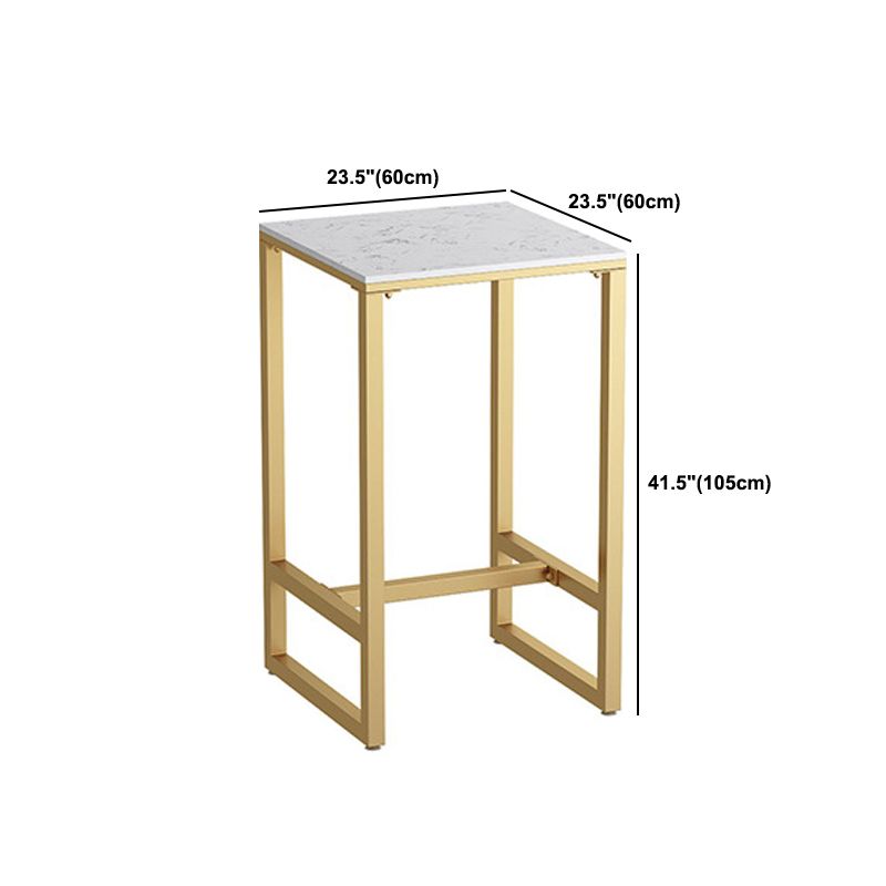 White Stone Top Bar Table Glam Bar Dining Table with Gold Base
