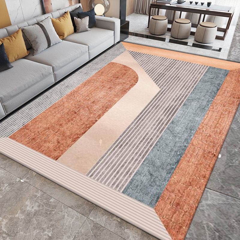 Grey Graphic Carpet Polyester Simple Area Carpet Washable Carpet for Home Decor