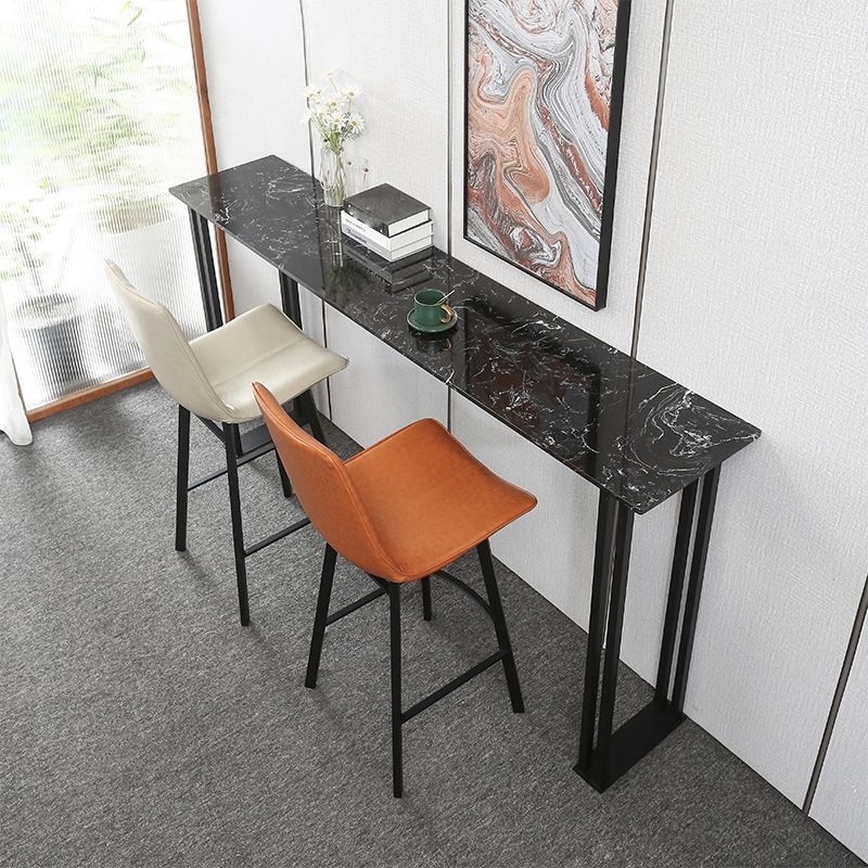 Industrial Style Bar Table Faux Marble Rectangle Bistro Bar Desk with Sled Base