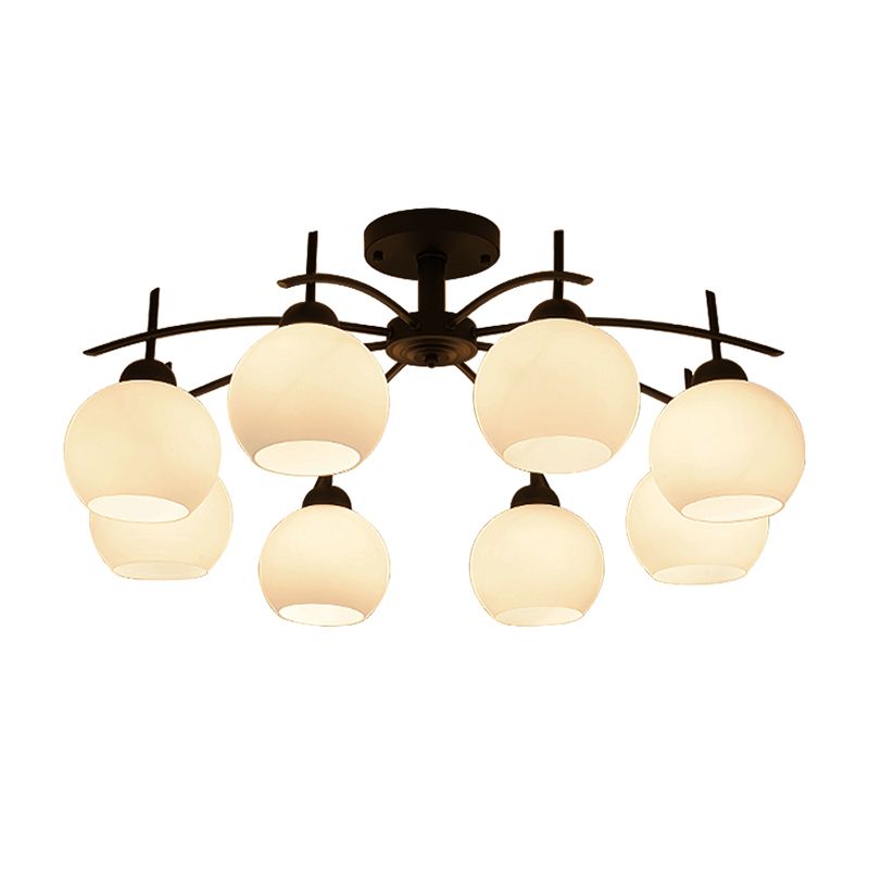 Lámpara de techo simple con luz de montaje semi empotrada moderna con pantalla de vidrio para sala de estar