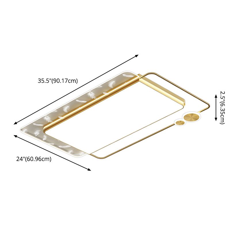 Modern Creative LED Feather Ceiling Light Wrought Iron Geometric Flush Mount with Acrylic Shade