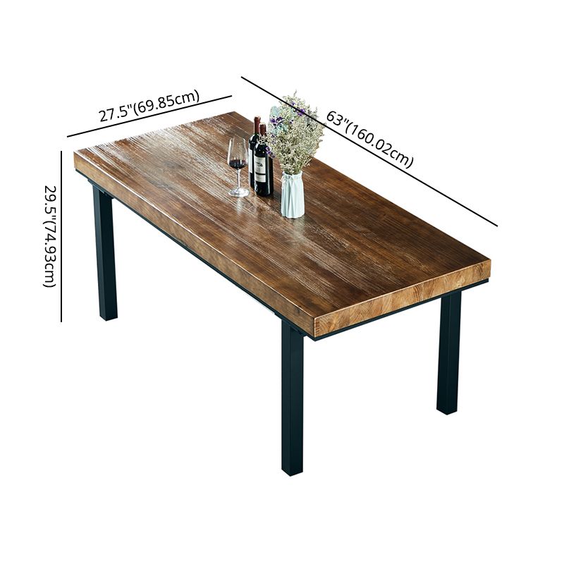Traditional Style Solid Wood Dining Set with Walnut Table and 4 Black Legs Base