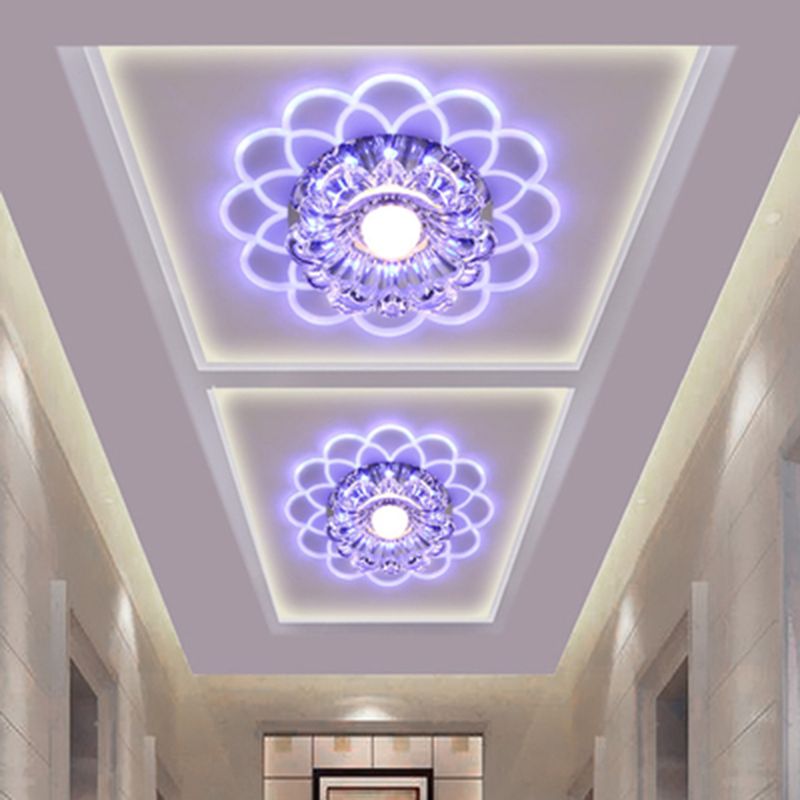 Scalloped Hall Flush Plafond Light Clear Crystal LED Modernist Flush-Mount Light Fixture