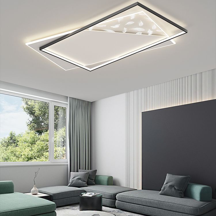 Plumage acrylique encastré moderne noir et blanc LED salon plafonnier fixations