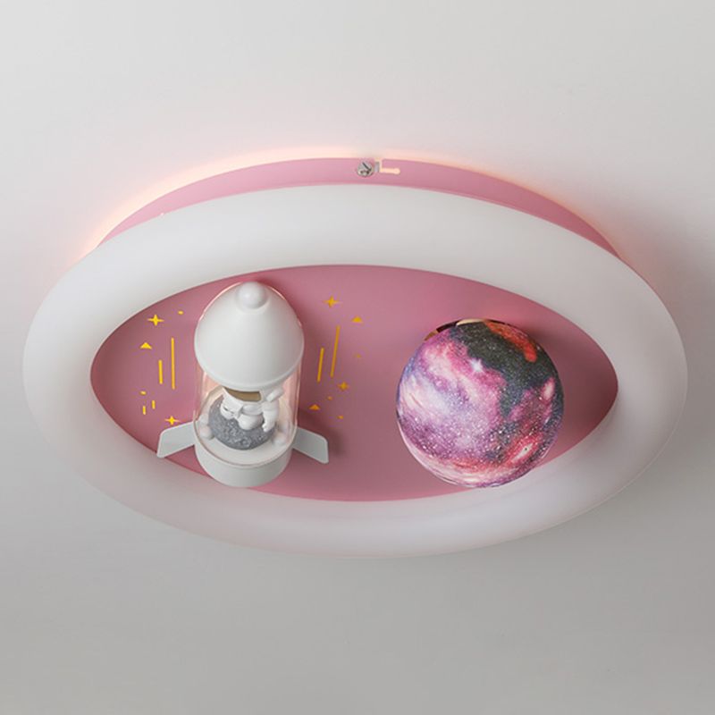 Cartoon métallique rond encastré LED lampe unique Chambre d'enfants encastré luminaire